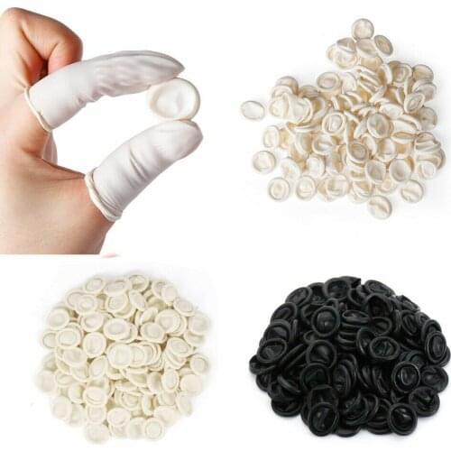 50pcs/Pack White Black Disposable Latex Rubber Finger Cots Sets Fingertips Protector Gloves Anti Static Finger Sleeve Tattoo