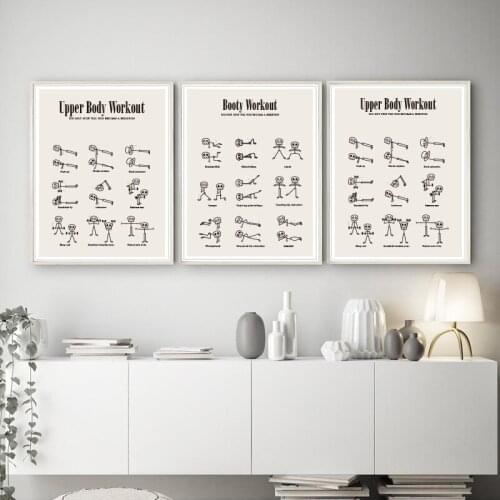 Fitness Workout Sport Exercise Posters and Prints Gym Wall Decoration Picture Abs Training Chart Art Canvas Painting Home Decor