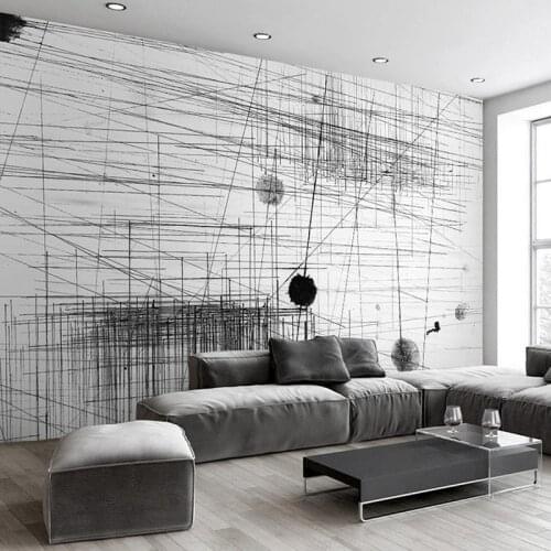 Custom Photo Wallpaper Modern Fashion Abstract Black White Lines Dots Creative Art Mural Wallpaper Living Room Home Decoration