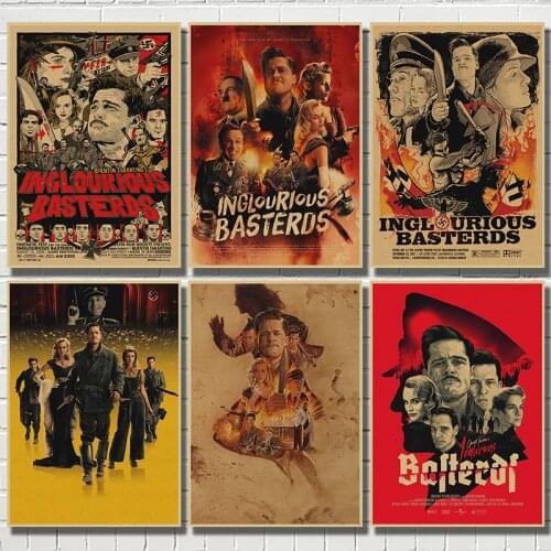 Inglourious Basterds Classic Movie Kraft Paper Poster Bar Cafe Living Room Dining room Quentin Tarantino Poster Videos
