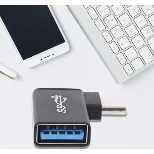 85DD USB C to USB 3.0 Female 90 Degree On The Go Converter for Cellphone Tablet PC
