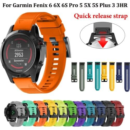 22 26MM Sport Silicone Watch Strap Band Quick Release Bracelet For Garmin Fenix 6X 6 Pro 5X 5 Plus 5S 3HR 935 945 Wristband Belt