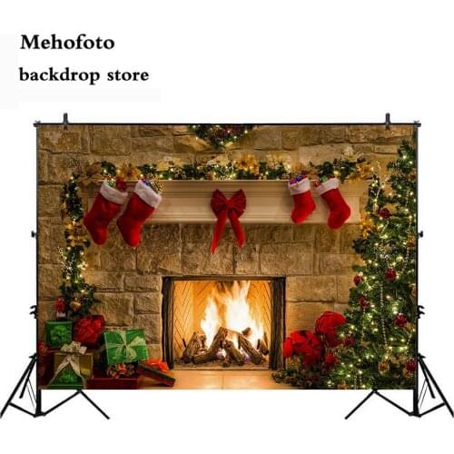 Mehofoto 7x5ft Christmas Photography Backdrops Child Christmas Fireplace Decoration Background for Photo Studio for Picture 164