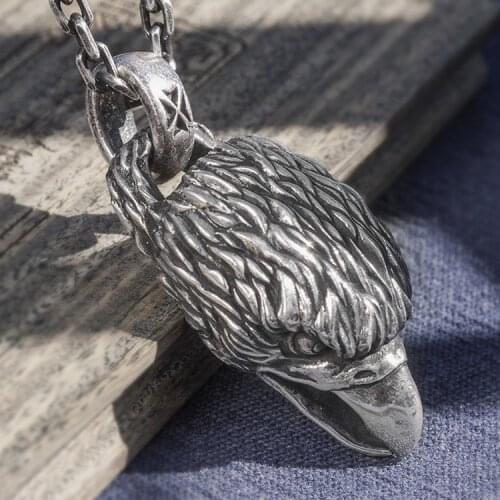 999 solid Sterling Silver Thai Mens Women eagle retro Handmade pendant charm A4837