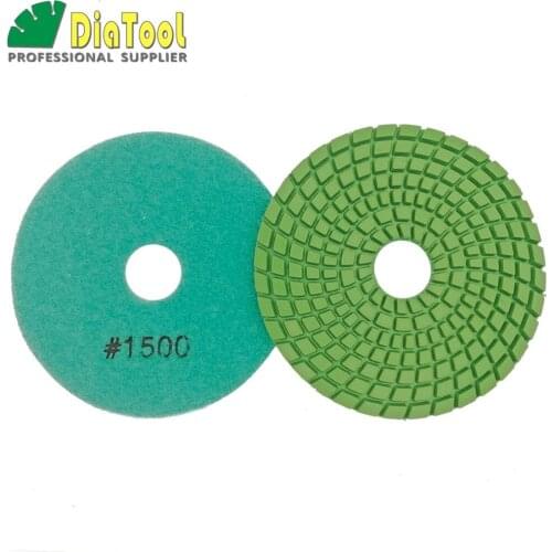 SHDIATOOL 10pcs Dia 4"/100mm Grit 1500# Diamond Flexible Wet Polishing Pad Resin Bond Sanding Disc Stone Polisher Pad