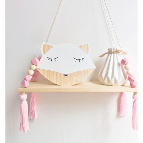 Nordic Nursery & Kids Decor Tassels Storage Shelf Rack Wall Hanging Wood Toys Model Baby Kid Room Furnish Artic Home Decoration