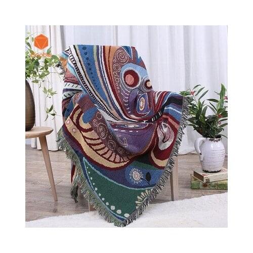 Thicking100% Cotton Thread Blanket Tapestry Towel Blanket with Tassel Sofa Decorative Throws on Sofa/Bed/Plane SF40