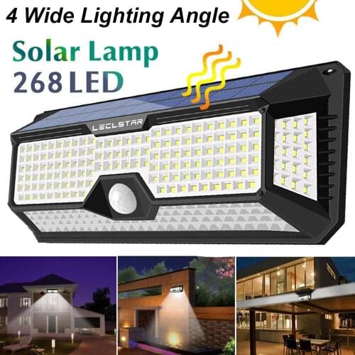 Waterproof 128/268 LED Solar Lamp Motion Sensor Solar Energy Lights Outdoor Security Lighting for Porch/Garden/Street/Wall Light