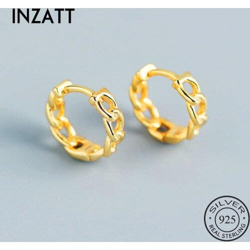 INZATT INS Hot Real 925 Sterling Silve Minimalist Chain Hoop Earrings For Fashion Women Party Fine Jewelry Accessories Gift