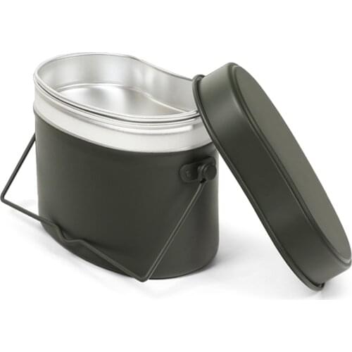 1.2L/1.5L Outdoor Military Canteen Mess Tin Kit Camping Cookware Lunch Box Cooking Pot for Backpacking Fishing Hiking Picnic