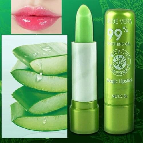 1pc Aloe Vera Moisturizing Lipstick Long-Lasting Natural Color Changing Lip Stick Anti Aging Soothing Gel Lip Beauty Makeup