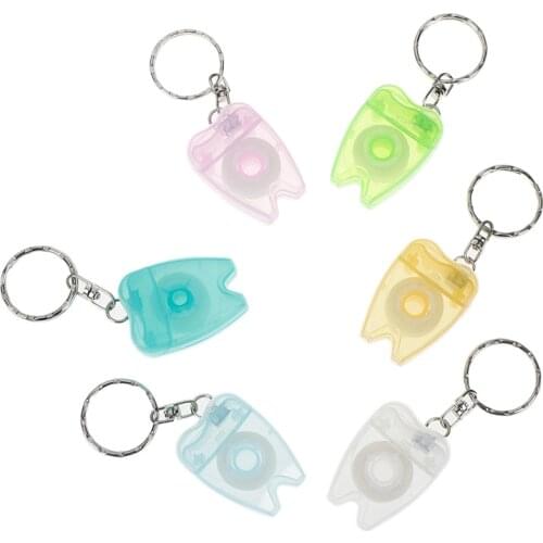 2Pcs Dental Floss Keychain Mini Health Hygiene Key Ring Portable Color Randomly 15m Long Dental Flosser Unique