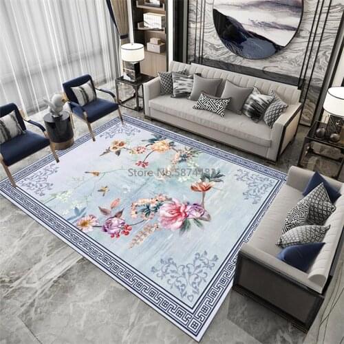 200*300cm New Chinese Style Simple and Elegant Flower Bird Crane Living Room Bedroom Bedside Carpet Floor Mat Customization