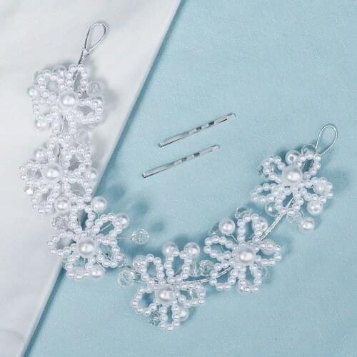 2021 Korean-style Senmei Wedding Hair Accessories Handmade Crystal Pearl Bridal Headband Birthday Party Wedding Pearl Headband