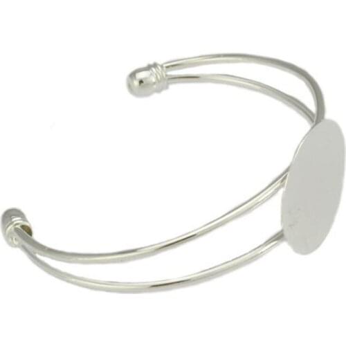 Wholesale 5Pcs Bracelets Bangles With 25MM Pads Adjustable Women or men cuff bracelet blank bracelet bangles blanks