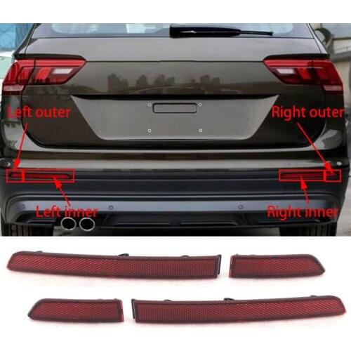Car ABS Red Rear Bumper Reflector Brake Lamp False Light Decorative Lights for Tiguan L 2017-2019