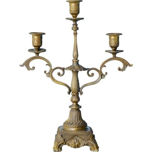 Bronze Candleholder Candlestick with 3 Holders Statue Sculpture Home Decor