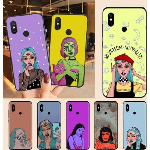 Devil Woman Bad girl smoke eyes Aesthetic Phone Case For Xiaomi Redmi note 7 8 9 t max3 s 10 pro lite Luxury shell funda coque
