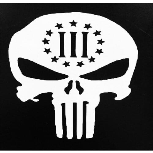Black/Sliver Punisher Skull Military 3% Car Body Sticker Vinyl Car Styling Accessories Auto Car Window Bumper Decal S1256
