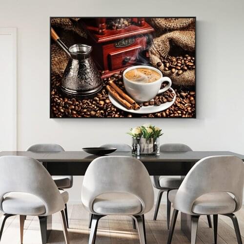 Milk Coffee Canvas Paintings Vintage Coffee Beans Wall Art Canvas Prints Home Wall Pictures For Dining Room Cuadros Decoration