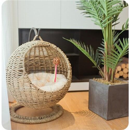 Round Winter Cats Nest General Purpose Hammock For Semi Closed Opening With Pad Washable Cat Bed House Basket Pet Supplies