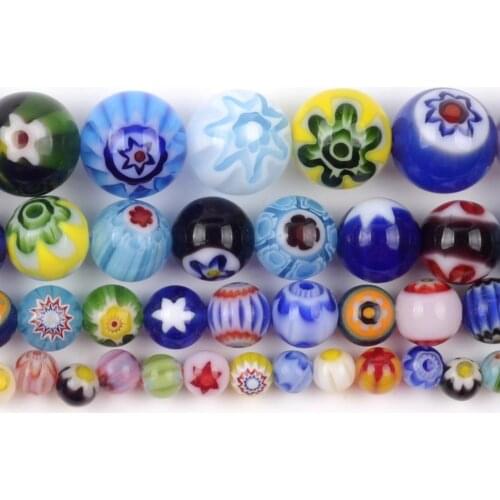 Wholesale Natural Single Flower Glass Round Beads Round Loose Spacer Beads For Jewelry Making DIY Bracelet Handmade 4/6/8/10mm