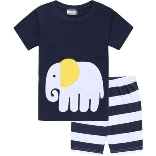 Summer Children Pajamas 2pcs Short Sleeve Cartoon Kids Sleepwear Baby Girl Clothes Sleep Suit Cotton Child Pyjamas Boy Nightwear