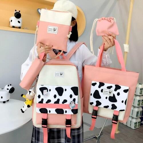 Harajuku Kawaii Women Backpack Teenager Girls School Backpack Canvas School Bags Women Backbag Rucksack Simple Student Schoolbag