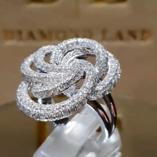 Fashion Wedding Promise Rings For Women Jewelry Full Rhinestone Leaf Ring Female Flower Line Crystal Vintage Ladies Party Rings