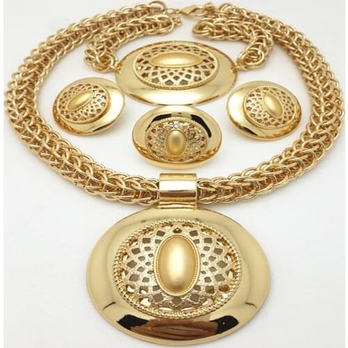 Fashion Trendy Nigerian Wedding African Beads Jewelry Sets Crystal Necklace Earrings Set Party Wedding Dubai Jewelry Set