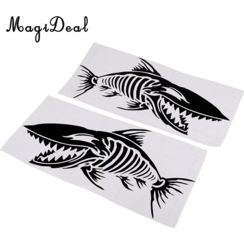 2Pcs Durable Large Skeleton Fish Bone Stickers Decals for Kayak Canoe Fishing Boat Dinghy Car Truck Window Graphics Accessories