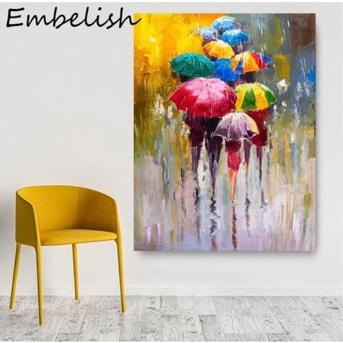 1 Pieces Watercolor Rainy Day Landscape Wall Art Posters For Living Room Modern Home Decor Pictures HD Spray Canvas Oil Painting