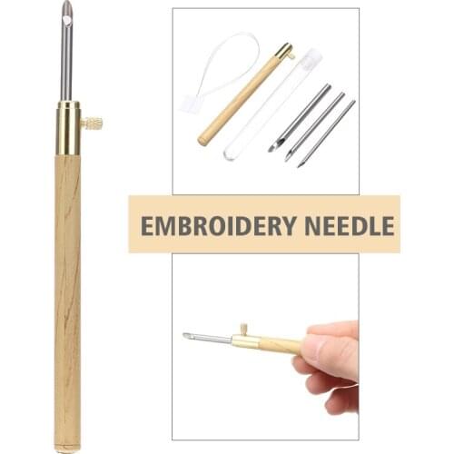 Embroidery Punch Pens Wooden Handle Punch Needle Sewing Stitchwork Needle Kit Sewing Embroidery Cross Stitch Knitting Tools