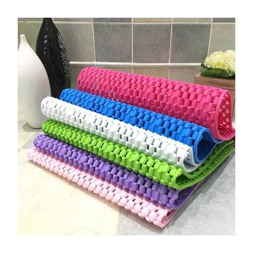 Bathroom Safe Non-slip Floor Mat Hollow Out Mats Bathtub Shower Room Massage Foot Pad Pure Color Toilet PVC Door Mat