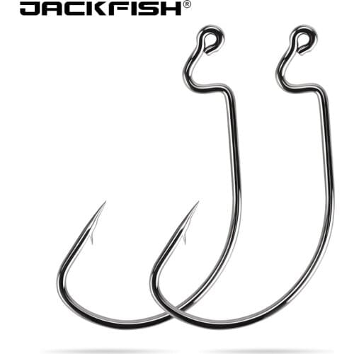 JACKFISH 50pcs/lot High carbon Steel Fishing Hooks black Crank Lead Sharp Hooks super big black Wide crank hook jig head