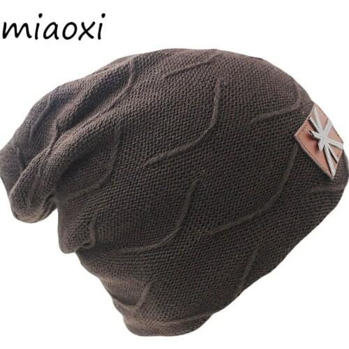 Miaoxi Fashion New Casual Unisex Adult Winter Warm Women Hat Caps Knitting Flag Snow Cap Male Solid Beanie Skullies Man Gorro