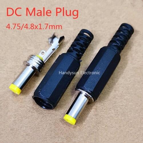 DC Power Socket Male Plug Connector 4.75/4.8x1.7mm With Yellow Tuning Fork And Shrapnel