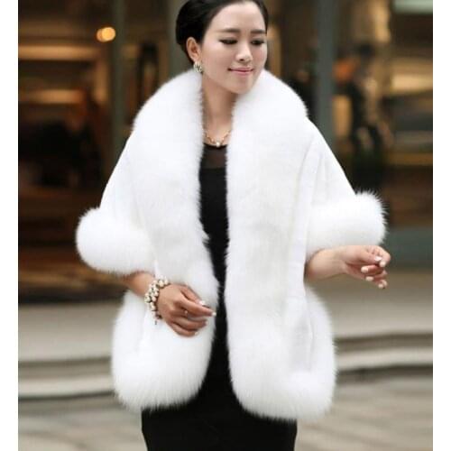 Winter Faux Fur Overcoat Imitation Rabbit Faux Collar Faux Fur Coat Mink Hair Rex Rabbit Hair New Fashion Cape Jacket