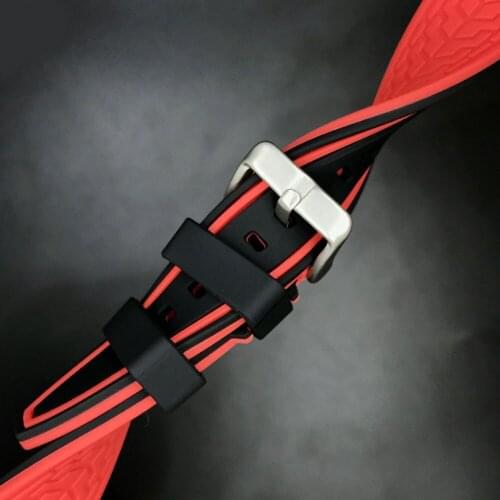 Classic Color Matching Two Color Switch Ears 20mm 24mm Silicone Strap Waterproof for Smart Watches Outdoor Watch Accessories