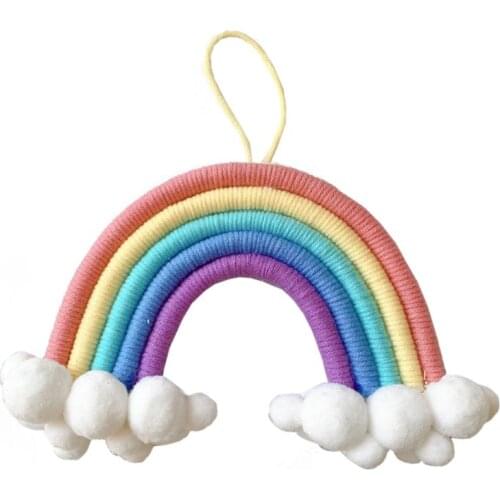 Nordic Home Decoration Rainbow Handmade Weaving Ornament Kid Room Wall Hanging D0AC