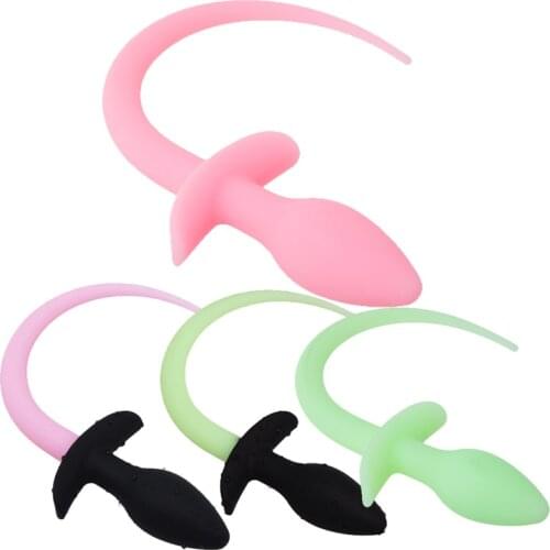 Luminous Silicone Dog Tail Slave Fetish Butt Stimulate Anal Plug BDSM Sex Toys for Man Woman Gay Flirt Backyard Toys Roleplay
