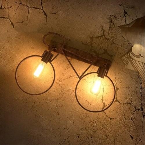 Loft Retro Industrial Bike Shade Wall Lamps Living Room Bar Cafe Sconce Wall Lights Cycle Corridor Aisle American Iron Fixtures