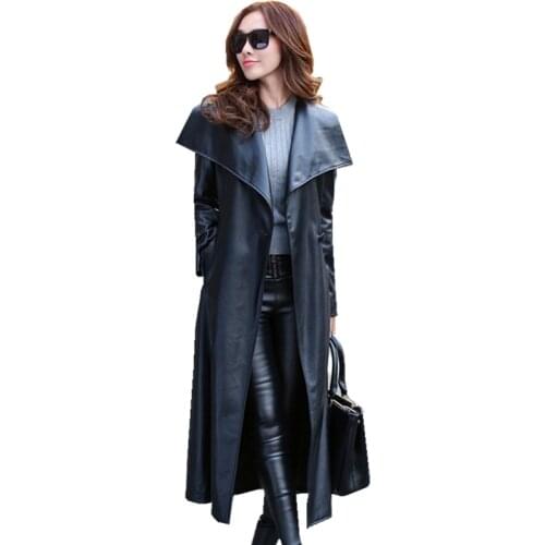 High leather 2020 jacket full specials authentic street womens long coat winter new womens large size slim trench coat