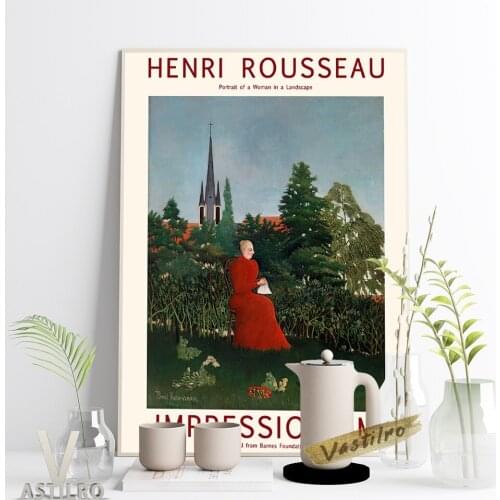 Henri Rousseau Exhibition Museum Retro Poster Portrait Of A Woman In A Landscape Canvas Painting Vintage Art Bedroom Home Decor