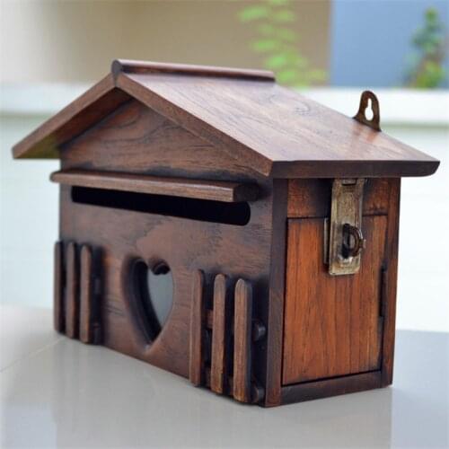 Thailand Solid Wood European Style Creative Wooden Mailbox Villa Outdoor Rainproof Suggestion Box Utility Bill Box