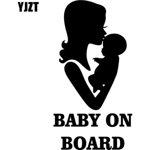 YJZT 8.7CM*16.5CM BABY ON BOARD Mother Sweet Kiss Vinyl Sticker Decal Car Black/Silver C10-00165