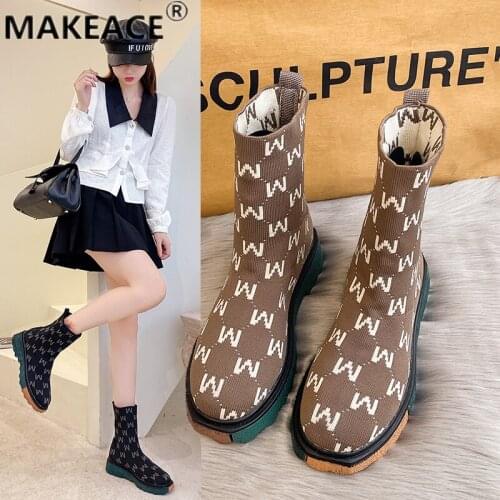 Womens Shoes Autumn Cover Foot Mid Tube Stretch Boots Fashion Womens Boots Casual Versatile Martin Boots Fashion Boots