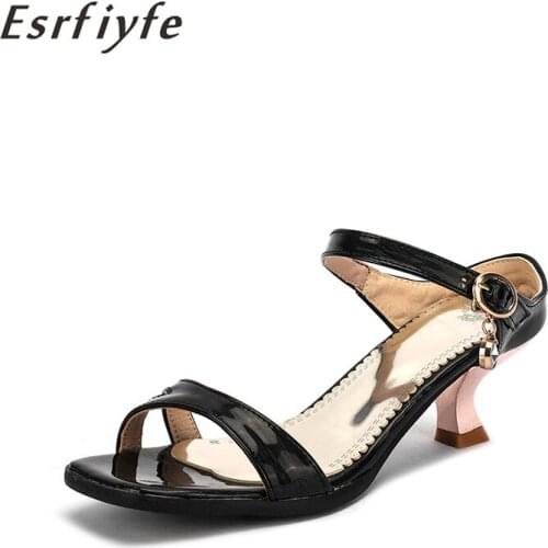 ESRFIYFE 2020 New Summer Women Slipper Thin High Heel Women Shoes Ladies Brand Design Outdoor Dress Slides Shoes Big Size 34-45