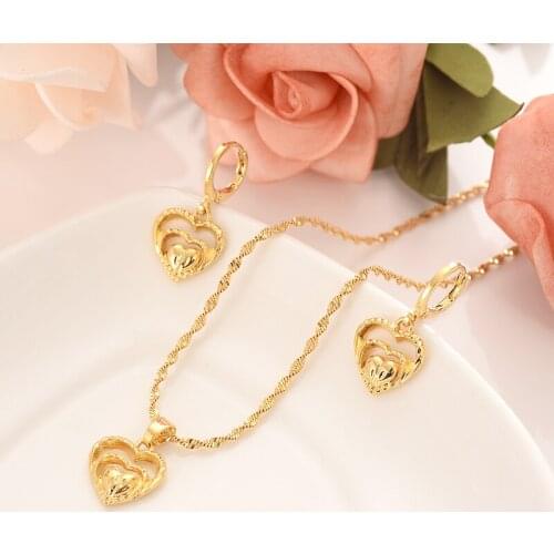 Gold heart flower Ethiopian women Jewelry Sets Habesha Africa bridals Wedding jewelry Gift Dubai pendnat earrings diy charms