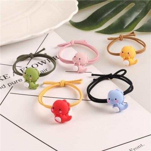 1 PCS Kawaii Cartoon Dinosaur baby Girls Kids Elastic Hair Rubber Bands for Accessories Tie Hair Rope Headbands Gift Scrunchies